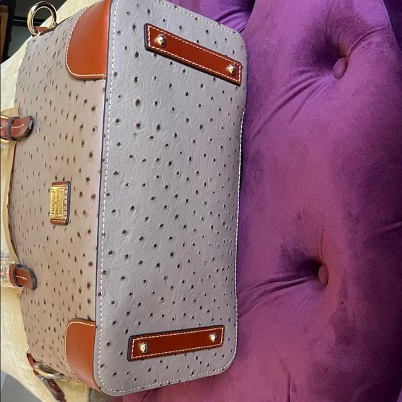 Dooney & Bourke Light Taupe and Carmel Ostrich Satchel 🪻 - Picture 15 of 15
